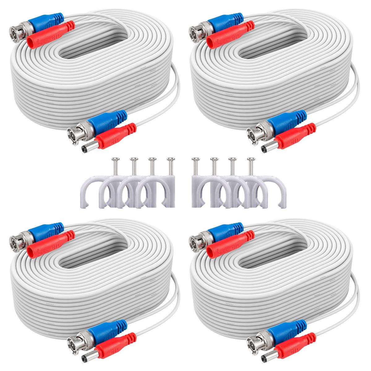 Sannce 4 Packed High Quality 100ft 30 M Bnc Video Power Cctv Security Camera System Bnc Rca Power Cable Bnc Rca Extension Cable Free Bnc Rca Connector Included White Buy Online In
