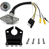 NEW SUN&reg; 4 Way Flat to 6 Way Round Trailer Adapter 12" Harness with Bracket | For Trailer, Truck, Gm Pick-Up, Hauler, Extra-Long Harness, Pre-Wired With Mounting Bracket, Anti-Dust Cover, Weatherproof