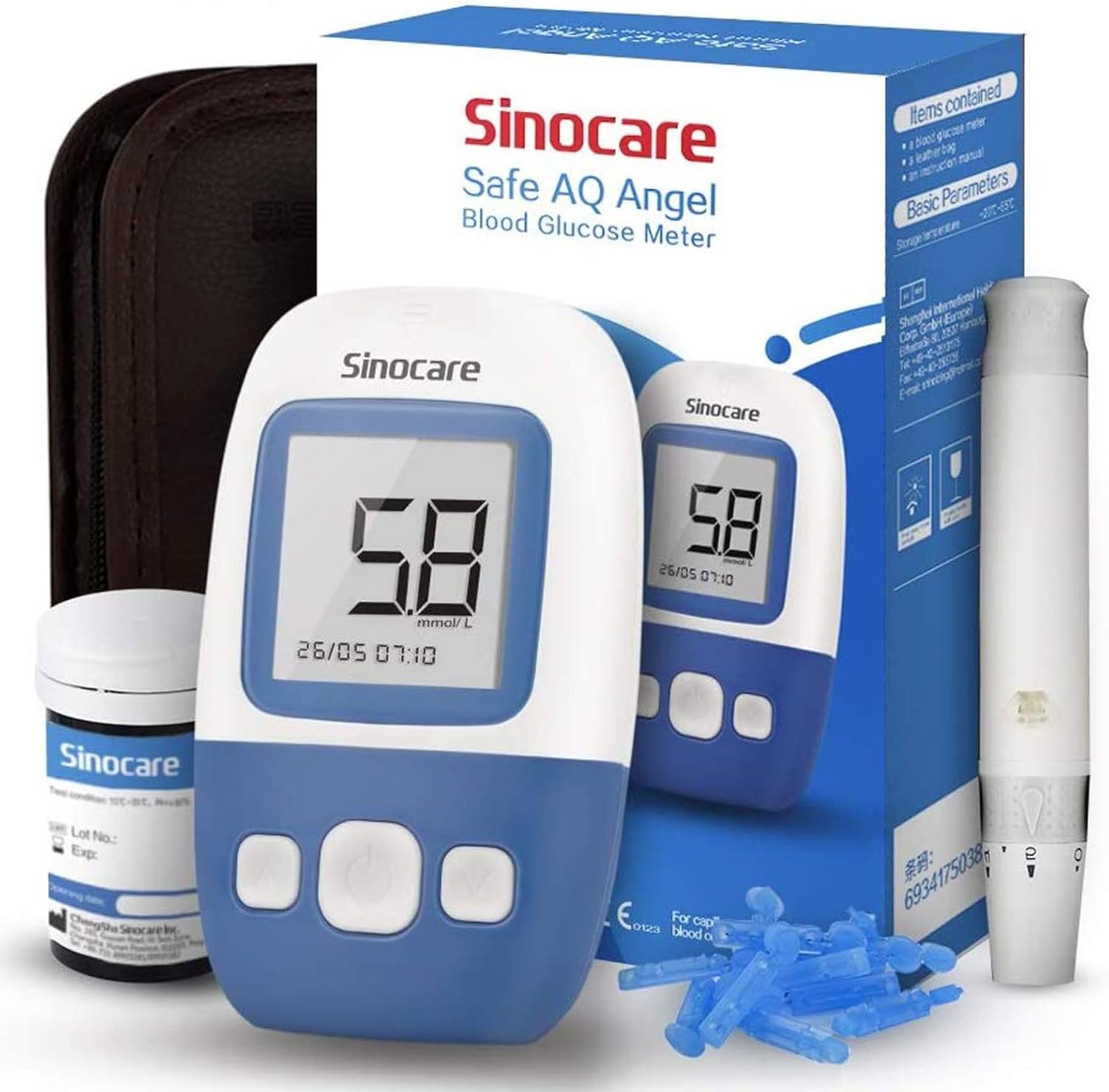 sinocare Safe AQ Angel Diabetes Test Kit, Blood Glucose Monitor [2020