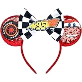 HAMUTH Mouse Ears Headband, Cars Birthday Decorations for Boys Women Girls,Car Mouse Ears Hairs Accessories for Party Trip Parks Cosplay Decorations