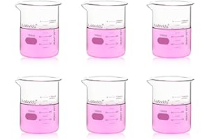 Labvida 6pcs 150ml Upgrated Thick Glass Beakers, Griffin Low Form Beaker Set with Doube Scale, 3.3 Boro, LVA006