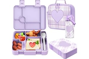Bevalsa Bento Lunch Box for Kids with Insulated Water Bottle & Lunch Bag Set - 43oz Lunch Containers Lunchbox, 16oz Termos Kids Water Bottle, Lunch Bag & Ice Pack for School Girls Kid (Plaid)