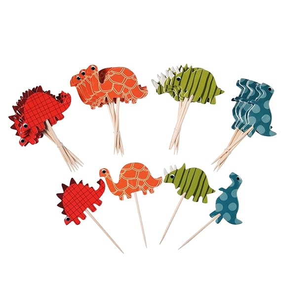 Torte Topper Cupcake Stäbchen Dinosaurier Cupcake Tortenstecker Dinosaurier Essen Topper Obst Topper für Dekoration, 72 Stück