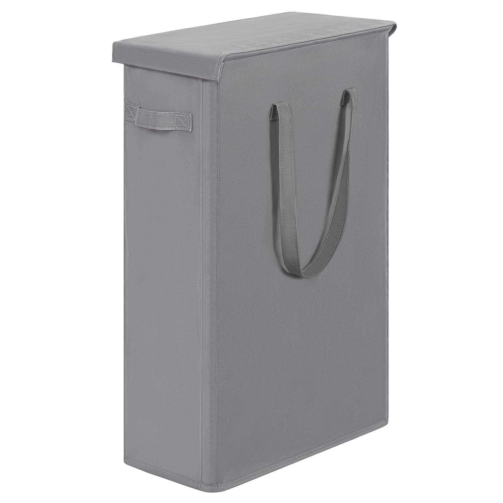 Chrislley Slim Laundry Basket with Lid 60L Tall Thin Laundry Hamper Breathable Collapsible Tall Slim Laundry Bags Big Storage Basket Bin for Clothes Washing Bedroom (Grey)