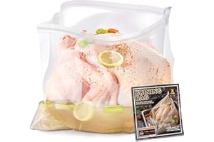 SCENGCLOS Brining Bag, 26"×22", 2 Pack, Extra Large Turkey Brine Bag with 2 Strings and 2 Larger Clips, Thickened materials, Double Track Zippers Brine Bags, Brining Bags for Turkey, Ham, Beef, Marinade