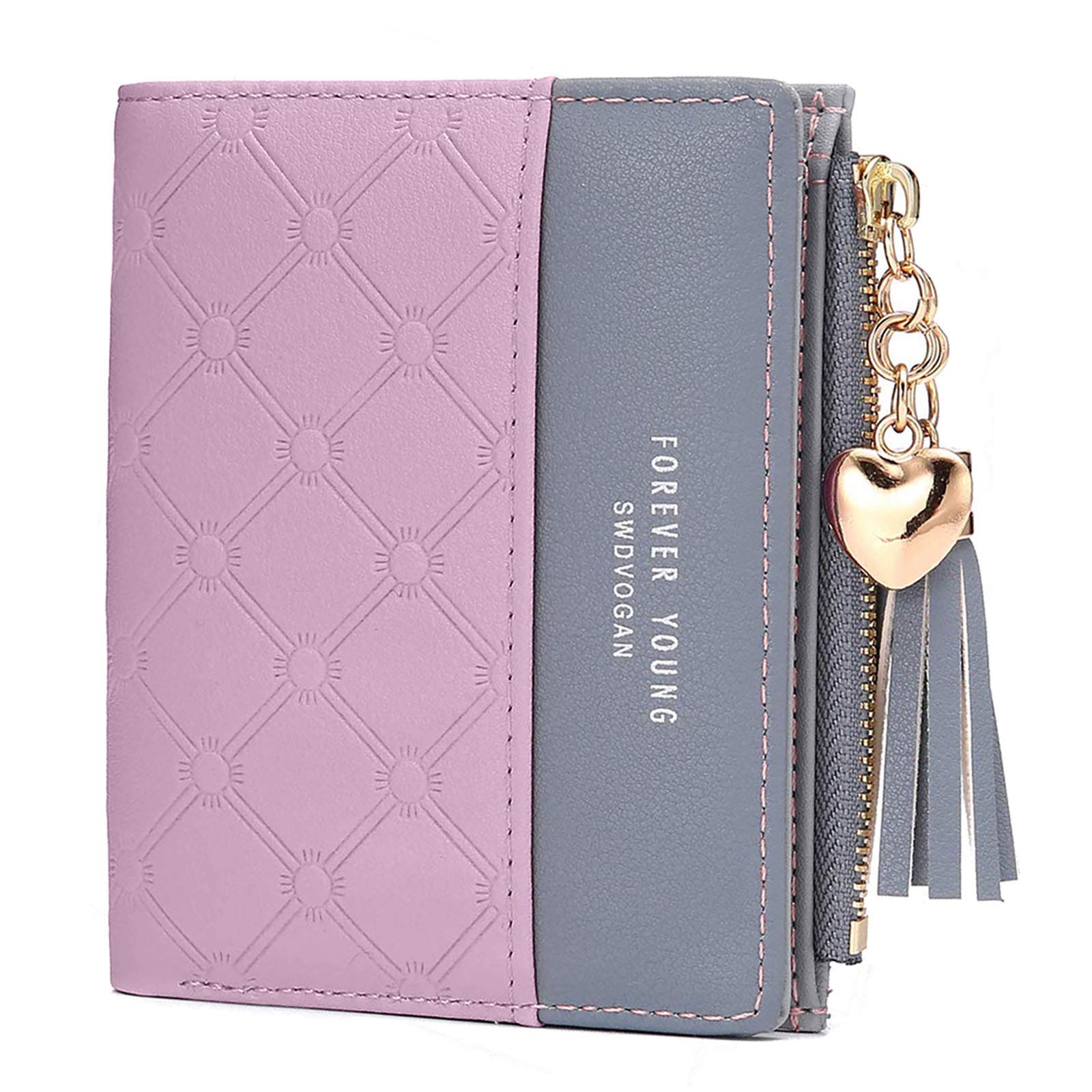 ZhengYue Purse for Women,Ladies Purse Small Leather Wallet with RFID Blocking,Vegan Leather Women Purse with Zipper Coin Purse and Multiple Card Slots for Cash,Cion,Card,Bill Purple