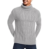 Kaei&Shi Mens Turtleneck Sweaters,Lightweight Cable Knit Sweater,Casual Long Sleeve Pullover Top