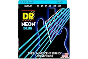 DR Strings NBB630 25-130 Medium Set Handmade Neon Hi-Def Blue Coated 6-String Bass Strings