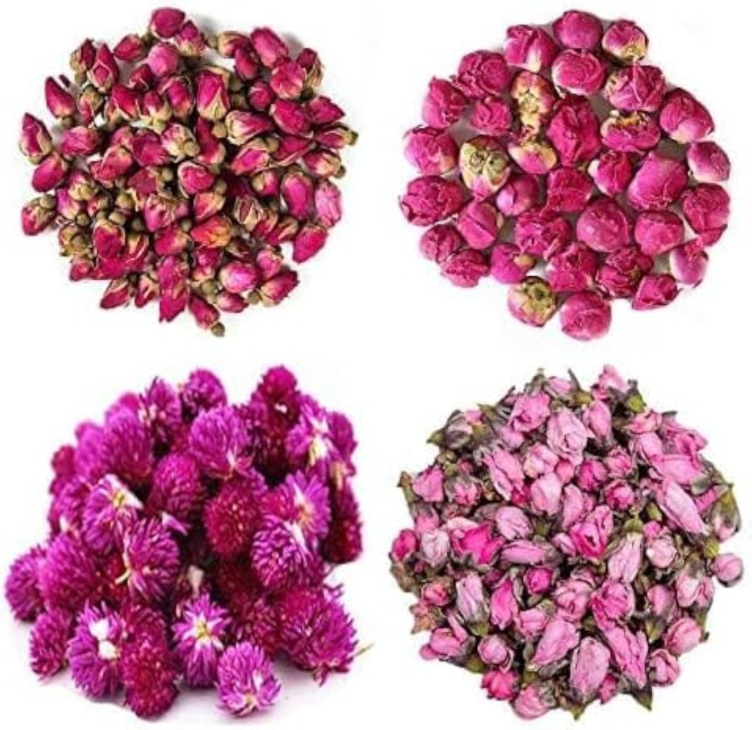 TooGet Dried Flowers Natural Flowers includes Red Rose Flowers, Peony Ball, Gomphrena globosa, Peach Flowers, Edible Flower Kit for Soap Making Supplies, Also for All Kinds of Flower Crafts