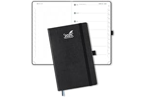 BEZEND 2025 Weekly Planner & Notebook Hardcover - Small Size 5" x 8" - Agenda 2025 Calendar Planner with Monthly Tab, 120 gsm Thick Paper, Pen Holder, Storage Pocket (Black)