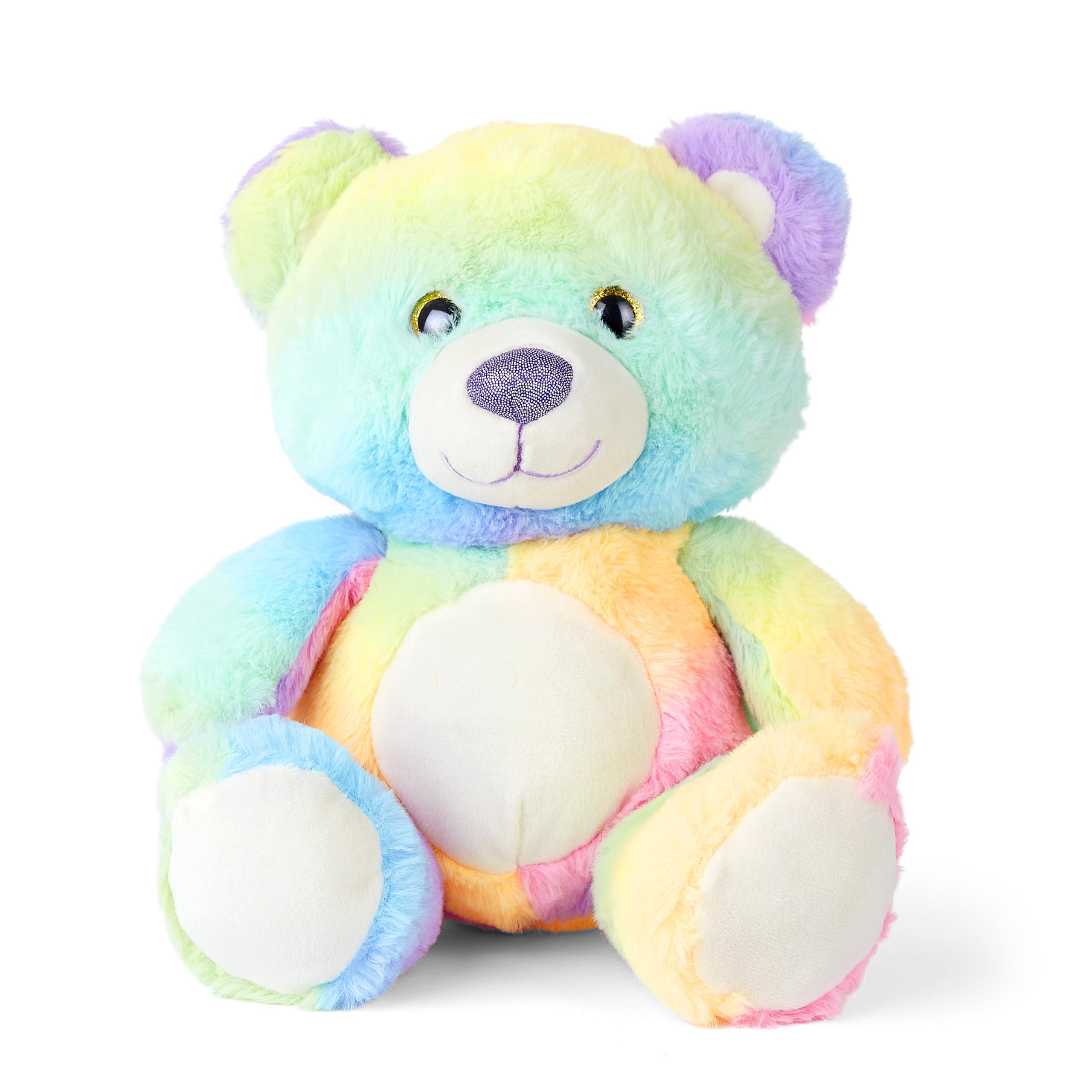 Mousehouse Gifts - Rainbow-Coloured Bear Soft Toy, Plush Cuddly Teddy for Children