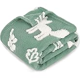 BORITAR 3D Fox Baby Blanket for Boys Girls Jacquard Fleece Fuzzy Toddler Nursery Blanket Soft Warm Cozy Blanket with 3D Animal Design for Infant or Newborn Home Decor (30 x 40 Inch, Sage Green)