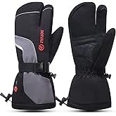 SAVIOR HEAT Heated Ski Mittens 3-Finger Gloves Electric Rechargeable Battery Mitts for Men Women Kids Winter Snowboard Motorcycle Skating Camping Hunting