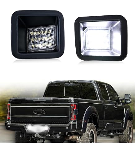 StylinPro LED License Plate Light Housing Compatible With 2017-2024 Ford F250 F350 F450 Super Duty Pickup Truck Tag Light Lens Cover Replacement Pack