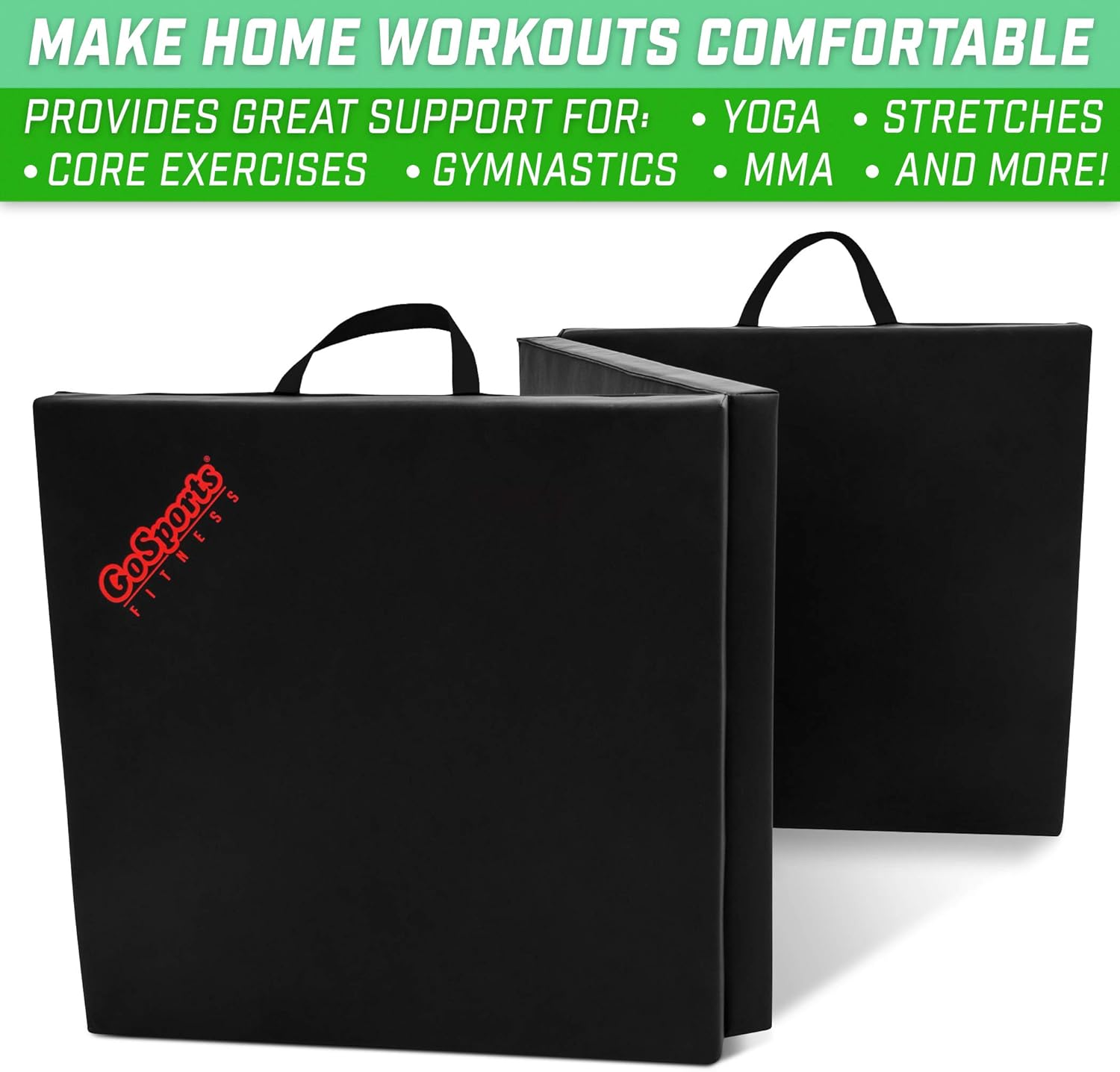 GoSports 6’x2’ Tri-Fold Exercise Fitness Mat - Great for Workouts, Yoga, MMA and More, Black : Sports & Outdoors