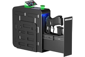 MOLICAR Biometric Gun Safe for Handgun Fingerprint 3 Ways Quick Access Slider Pistol Safe, Mounted Bedside Gun Lock Box for Nightstand, Bed, Desk, Wall, Dresser