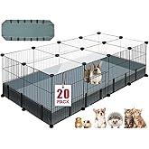 VISCOO 20 Panels Small Animal Playpen, 48" x 24" x 16" Rabbit Cage | Guinea Pigs Cages with Waterproof Mat, C&amp;C Cage for Guinea Pigs,Bunny/Puppy/Pen Indoor Outdoor Portable Metal Fence
