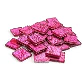 3/4 Inch (20mm) Pink Foil Mosaic Tile, 3 Pound (48 oz) Bulk Assortment of Mosaic Tiles - Mosaic Tile