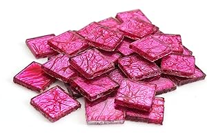 MILLTOWN MERCHANTS 3/4 Inch (20mm) Pink Foil Mosaic Tile, 3 Pound (48 oz) Bulk Assortment of Mosaic Tiles - Mosaic Tile