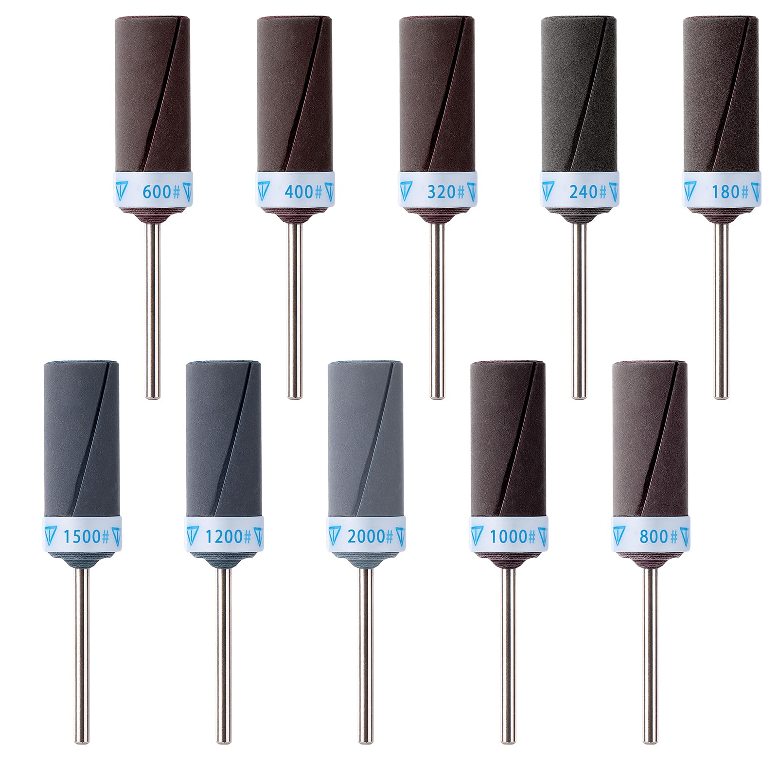 Photo 1 of 10 Pcs Mixed Grit Sandpaper Rolls, 3/32" Shank Abrasive Sleeves for Rotary Tools, Fine Sanding Paper Rolls Sanding Sleeves with Transparent Box for Woodworking, Metal, Automotive Polishing