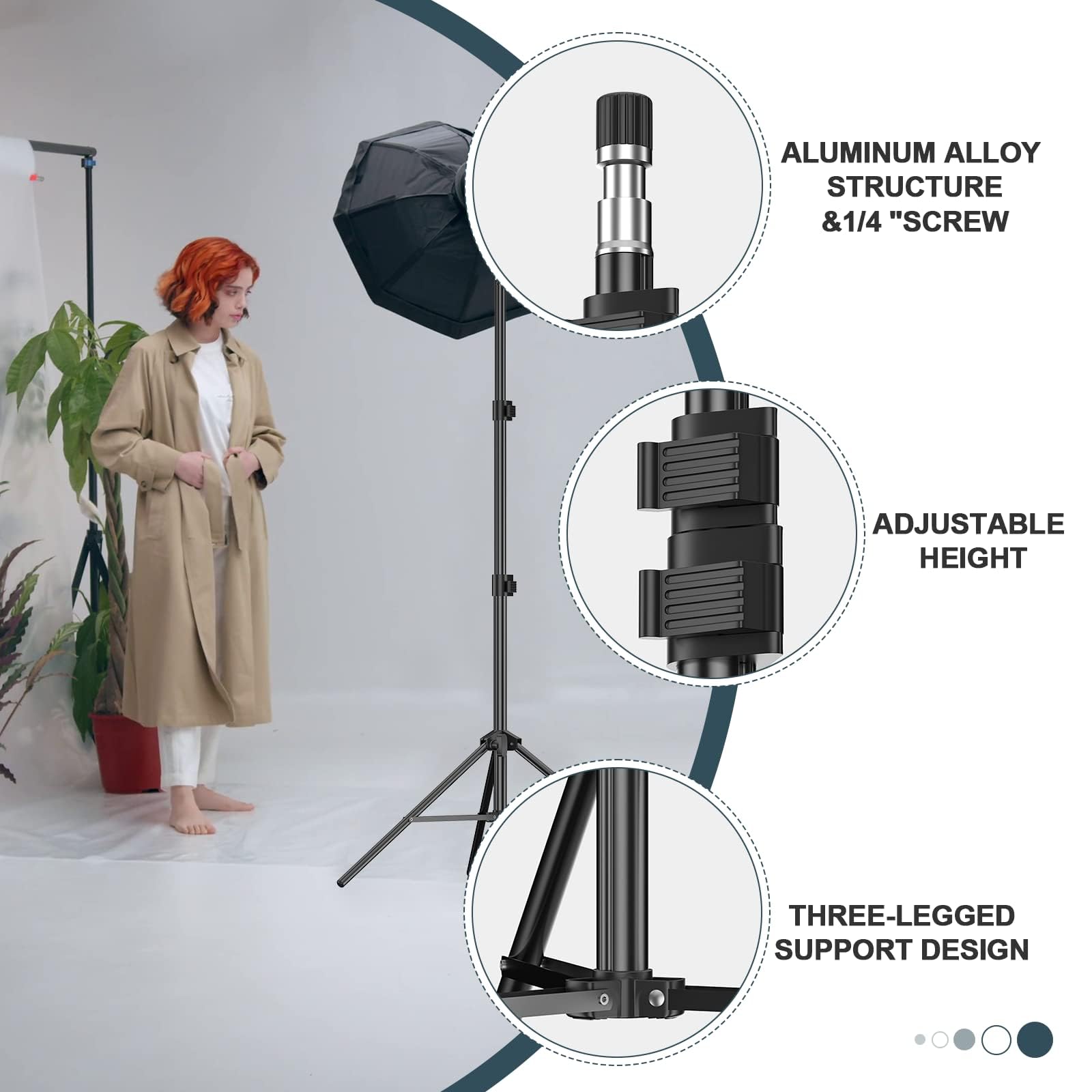 EMART 7 Ft Light Stand for Photography, Portable Photo Video Tripod Stand, 2 Pack Lighting Stand with Carry Case for Speedlight, Flash, Softbox,Strobe Light, Camera, Photographic Portrait