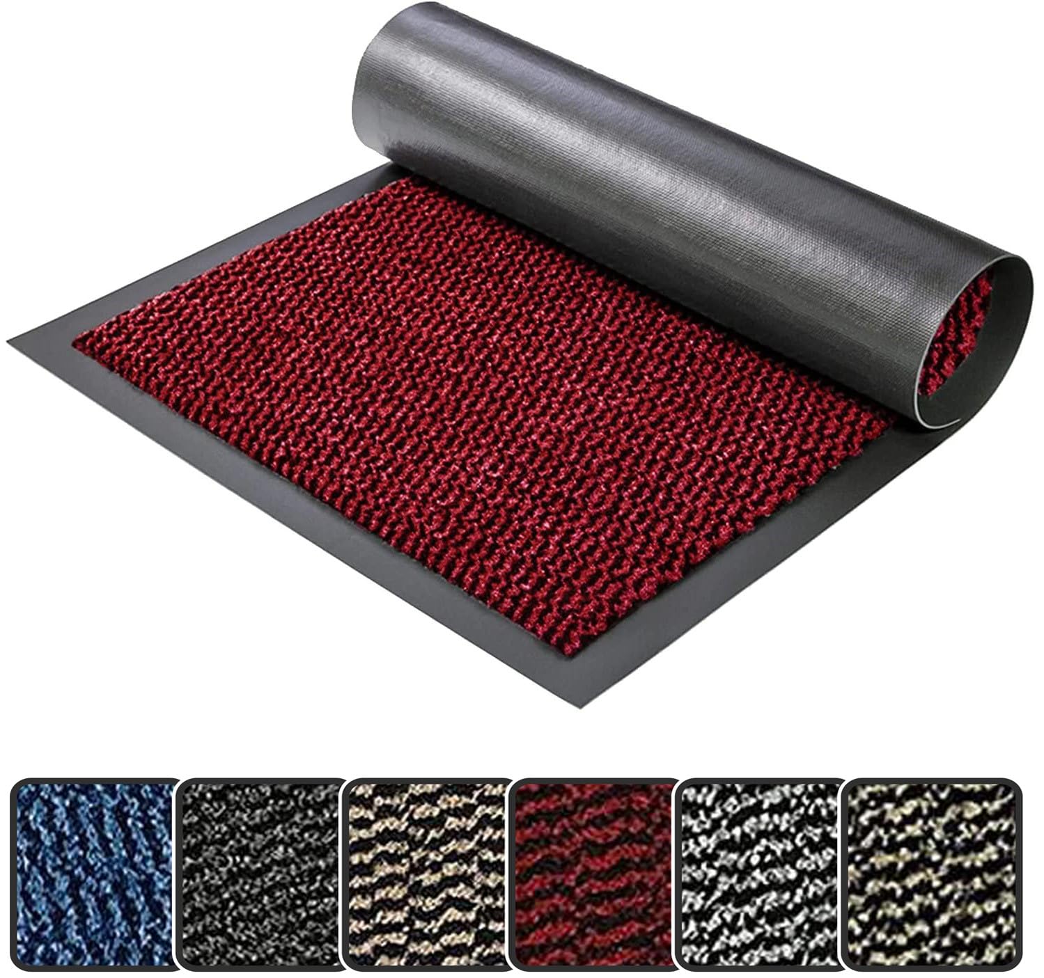 GULLAMBO Non Slip Door Mat – Indoor And Outdoor Door Mat –Kitchen And Office Use Mat, Super Soft Absorbent Multicolor Barrier Mat, Machine Washable Entrance Rug (Red, 50 x 80 cm)