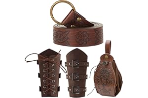 Vanderdyken Medieval Viking Knight Leather Belt Bracers Shoulder Armo Scabbard Scarf Men Renaissance Costume Accessories Set