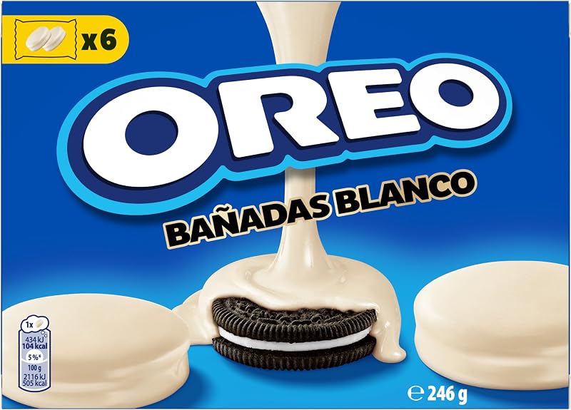 Banadas Bianco, Biscotti con copertura al Gusto di Cioccolato Bianco, Il tuo OREO avvolto da una Golosa Copertura di Cioccolato, 6 monoporzioni da 41g, 246 g