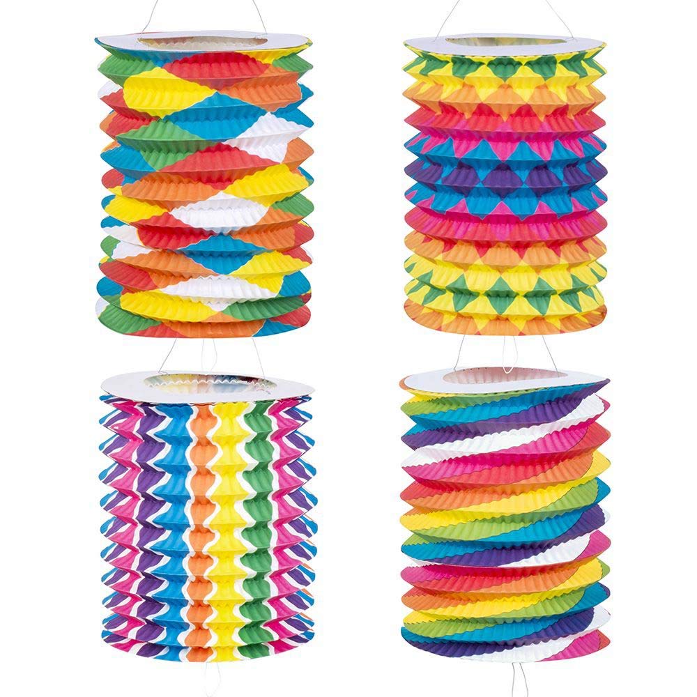 Boland 42034 – Paper Lantern Fantasy, Pack of 12, Size 16 cm, 4 Assorted Designs, Train Lantern, Multi-Colour, Lantern, Birthday, Lantern Train, Garden Party, Hanging Decoration, Theme Party, Carnival