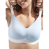 COMFELIE Seamless Wireless Bra for Busty Women No Underwire Lightly Lined Deep V T-Shirt Bralette Underarm-Smoothing