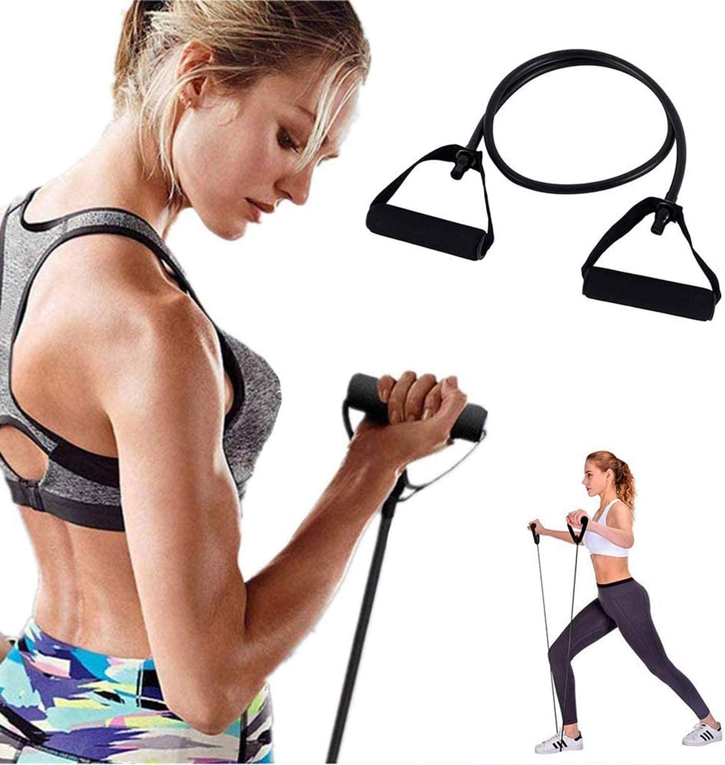 Eholder Resistance Band with Handles, Exercise Bands Tube Fitness Stretch Workout Band Women Yoga Pull Rope for Home Gym Fitness, Physical Therapy