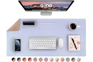LOLLIDO Natural Cork & Leather Dual Sided Desk Pad, 36" x 17" Waterproof PU Leather Desk Writing Mat, Large Mouse Pad Desk Protector(Cork+Lavender)