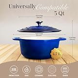 Nuovva Enamelled Cast Iron Dutch Oven 5 Quart Blue no seasoning view 2