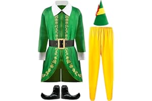SHEJIZE Christmas Green Costume for Men Green Costume Adult Costume Xmas Costume Green Outfit Christmas Green Santa Suit