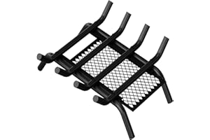HongTaok 14 Inch Fireplace Grate with Removable Ember Retainer, Heavy Duty Cast Iron Fireplace Log Grate, Fire Grates for Chimney Hearth, Firewood Burning Grates, Cleaner More Efficient, Black
