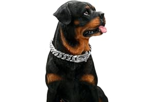 Zjyufy Silver Dog Chain Collar 15mm 20 inch Stainless Steel Cuban Link Dog Chain Collar Necklace with Secure Buckle for Puppy