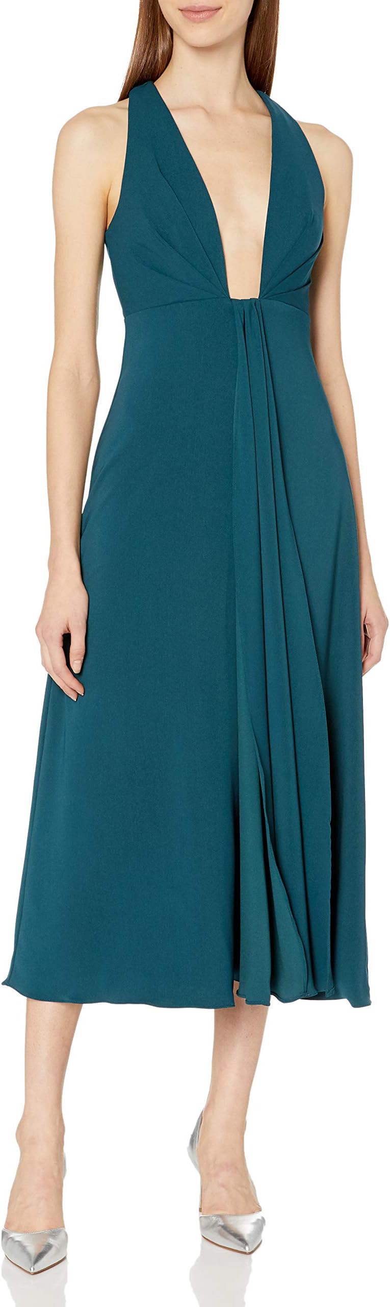 ML Monique Lhuillier Women's Plunging Neckline Midi Dress