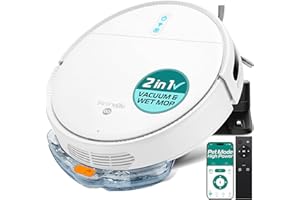 SereneLife Smart Robot Vacuum Cleaner and Mop Combo, App Control, 3 Cleaning Modes, Anti-Fall Sensors, Self-Charging, High Suction Ideal for Pet Hair, Carpet and Hard Floors, White