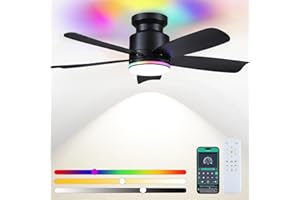 Wiviniya Ceiling Fans with Lights and Remote/APP Control, 41 inch Low Profile Ceiling Fan, 3 CCT LED Dimmable White Lights + 