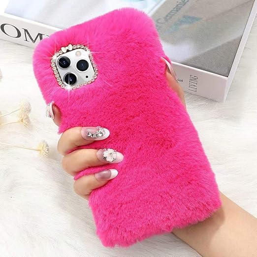 Amazon Com For Iphone 11 Pro Max Case Cute Girly Faux Fur Case With Chic Bling Crystal Diamond Bowknot Flexible Silicon Soft Fluffy Furry Shockproof Protective Phone Case For Iphone 11 Pro Max