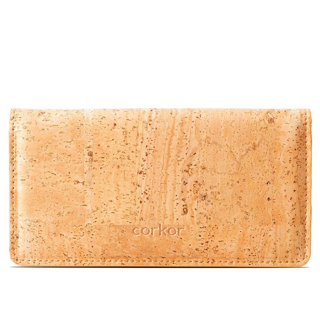 Corkor Cork Wallet Women Vegan Slim for Cards Minimalist for Notes and Coins with Snap Closure