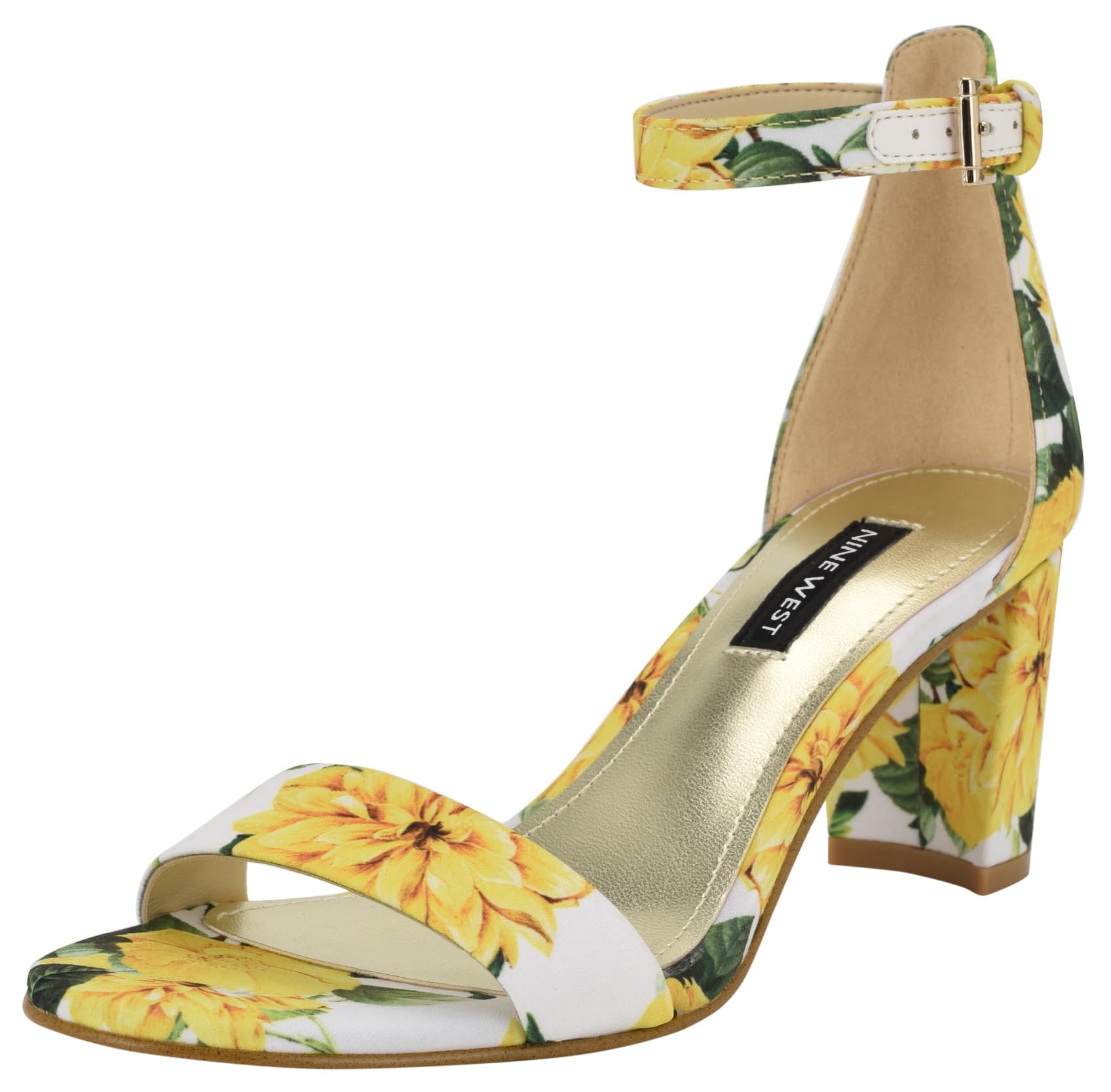 Nine West Women’s Pruce Heeled Sandal, Yellow Rose Floral Multi 700, 5