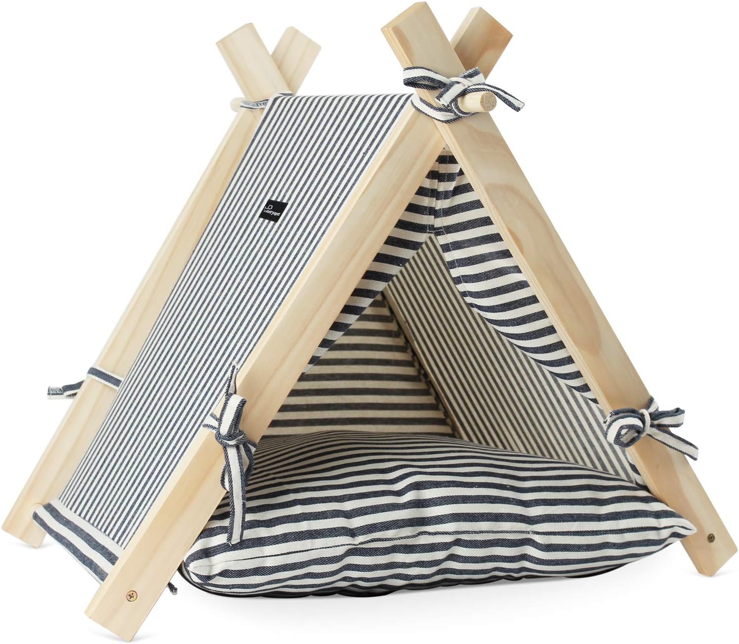 WANTRYAPET Pet Cat Teepee Tent with Soft Cushion, Portable Small Dog
