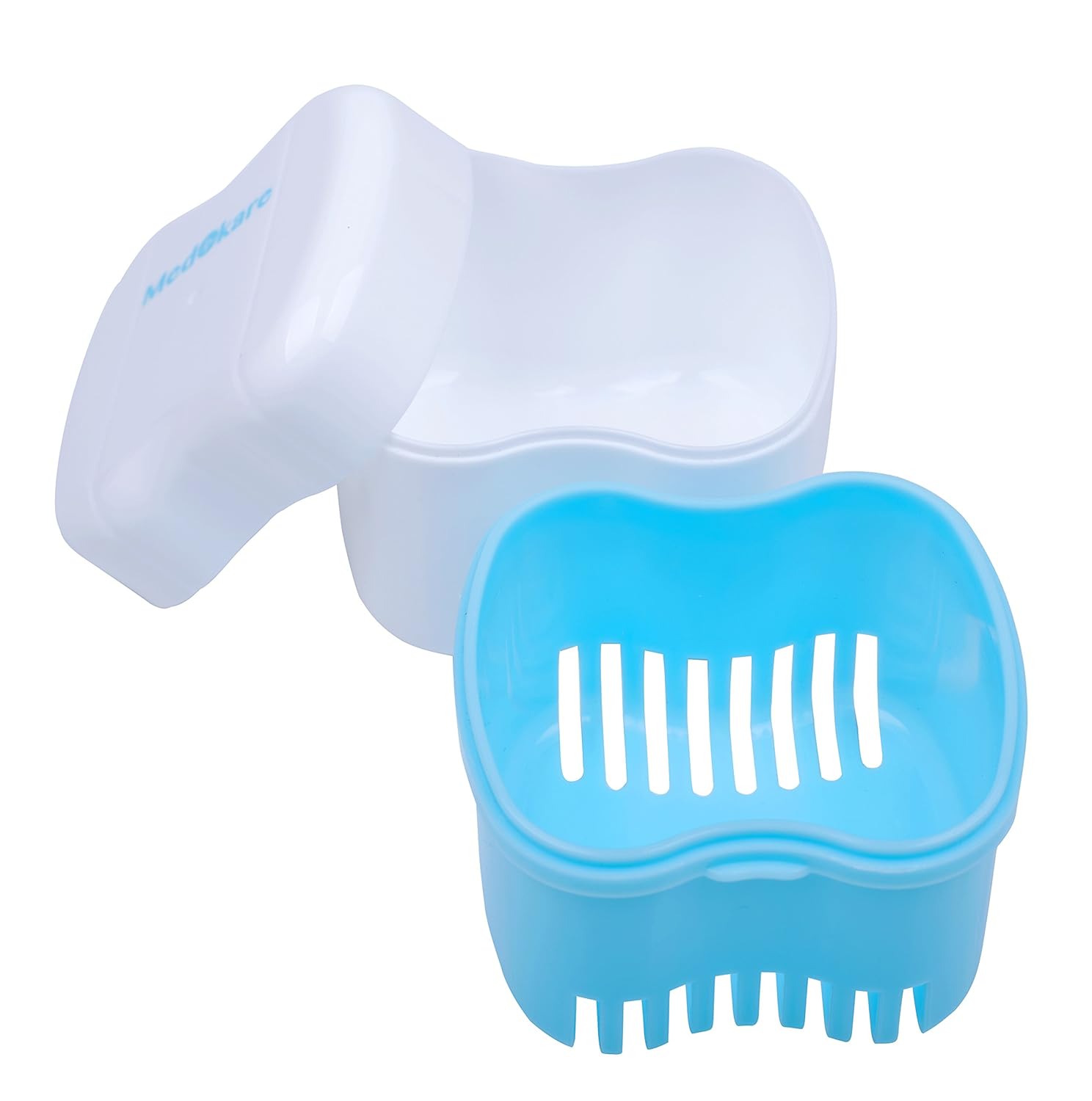Medokare Denture Cup with Strainer, Denture Case with Lid, Dentures Box, Dental Retainer Case, Denture Bath Cleaning Soaking Cup, Mouth Guard Night Gum Shield Travel Storage Case : Beauty