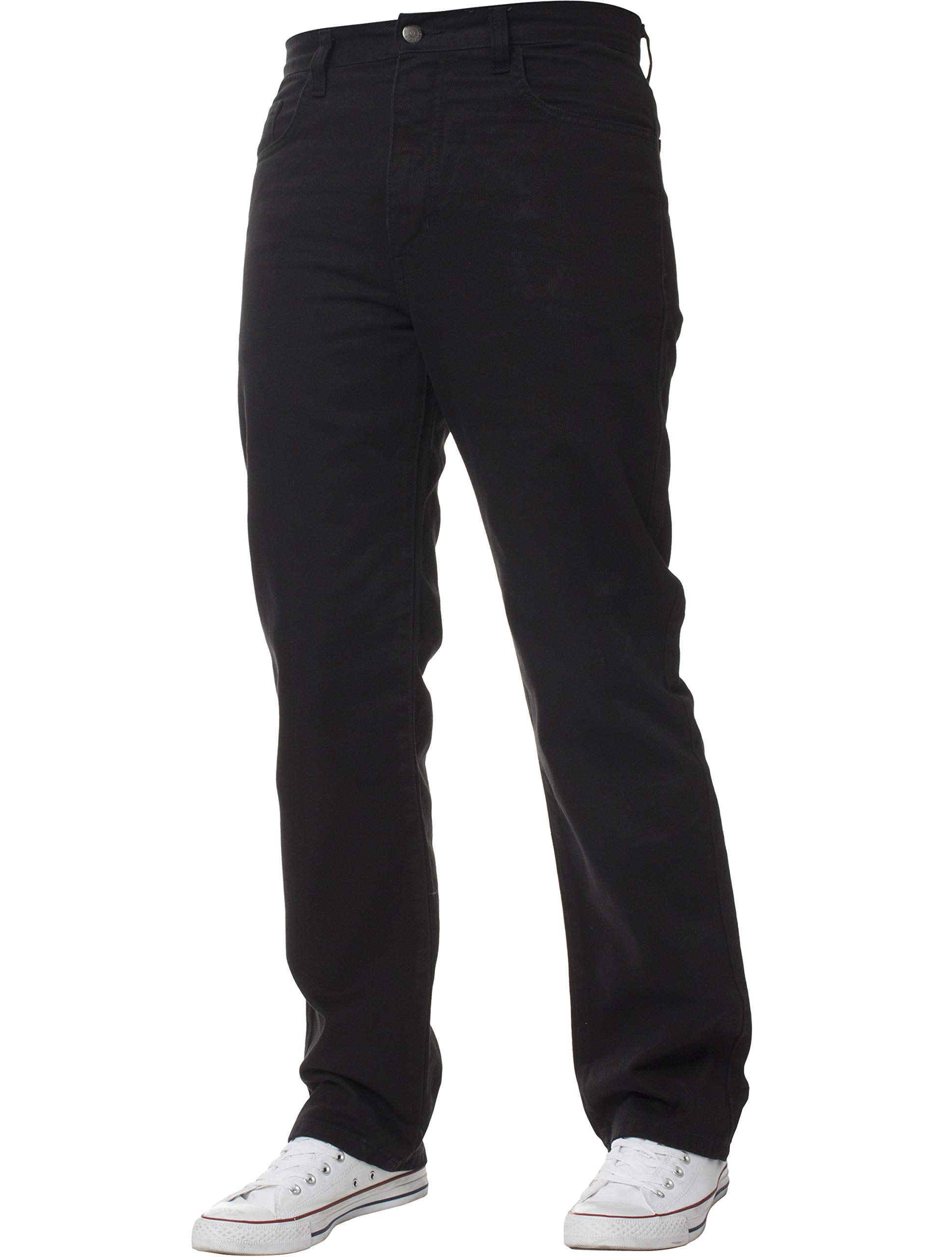 Mens Straight Leg Basic Heavy Work Jeans Denim Pants All Waist Big Sizes Black 30 W X34L