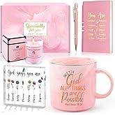 Christian Gifts for Women Faith, Easter Gift Bible Verse Religious Gifts for Girl Catholic Baptism Inspirational Spiritual Gift Sister Friend Wife Mom With God All Things Are Possible Mug Set