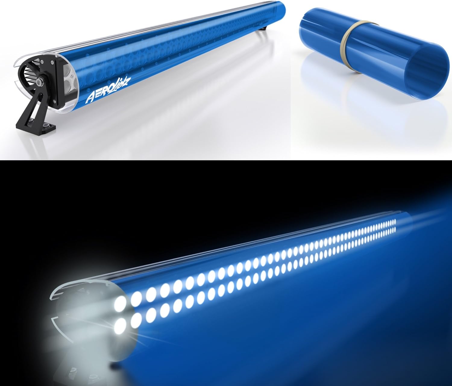 AEROX IND. Transparent Blue LED Light Bar Cover Automotive