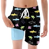 BFUSTYLE Boys Swim Trunks Kid Swim Short with Compression Liner Little Boys Bathing Suit