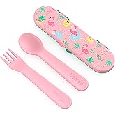 Bentgo Kids Utensil Set - Reusable Plastic Fork, Spoon & Storage Case - BPA-Free Materials, Easy-Grip Handles, Dishwasher Safe - Ideal for School Lunch, Travel, & Outdoors (Tropical)