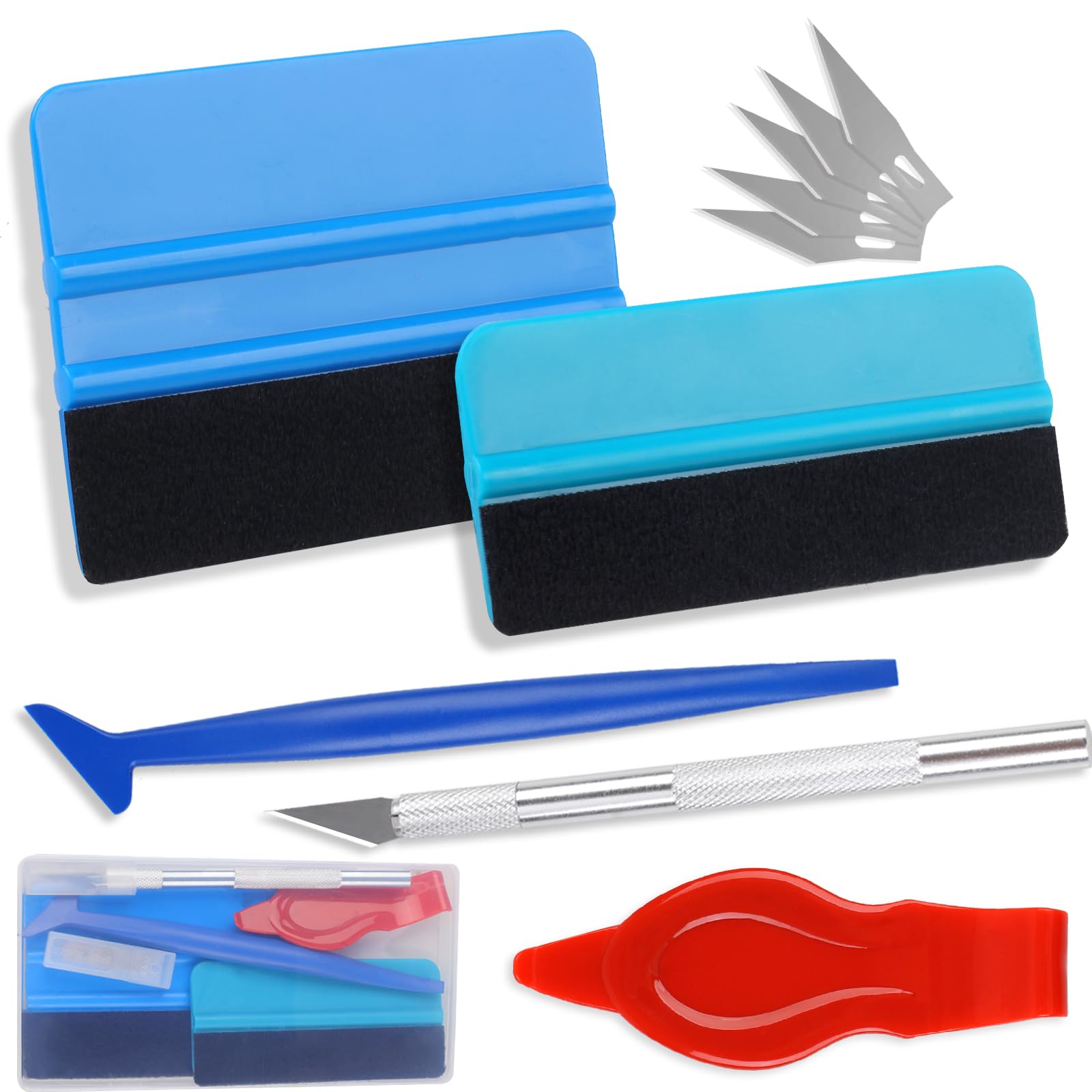 Photo 1 of 10PCS Window Tint Tools Kit, Premium Vinyl Wrap Kit, Easy to Apply Glass & Window Film Application Kit, Vehicle Vinyl Wrap Tools - 2PCS Felt Squeegee & Micro Squeegee & Craft Knife &Edge Trimmer